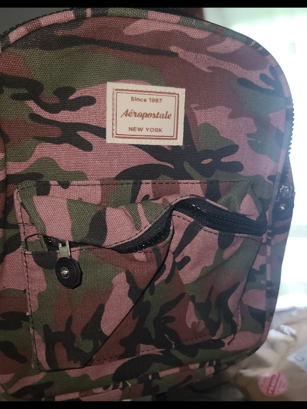 Aeropostale Pink and Olive Green Camo Mini Backpack